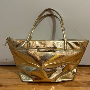Kate Spade Gold Polka Dot Purse Tote Shoulder Logo Bag